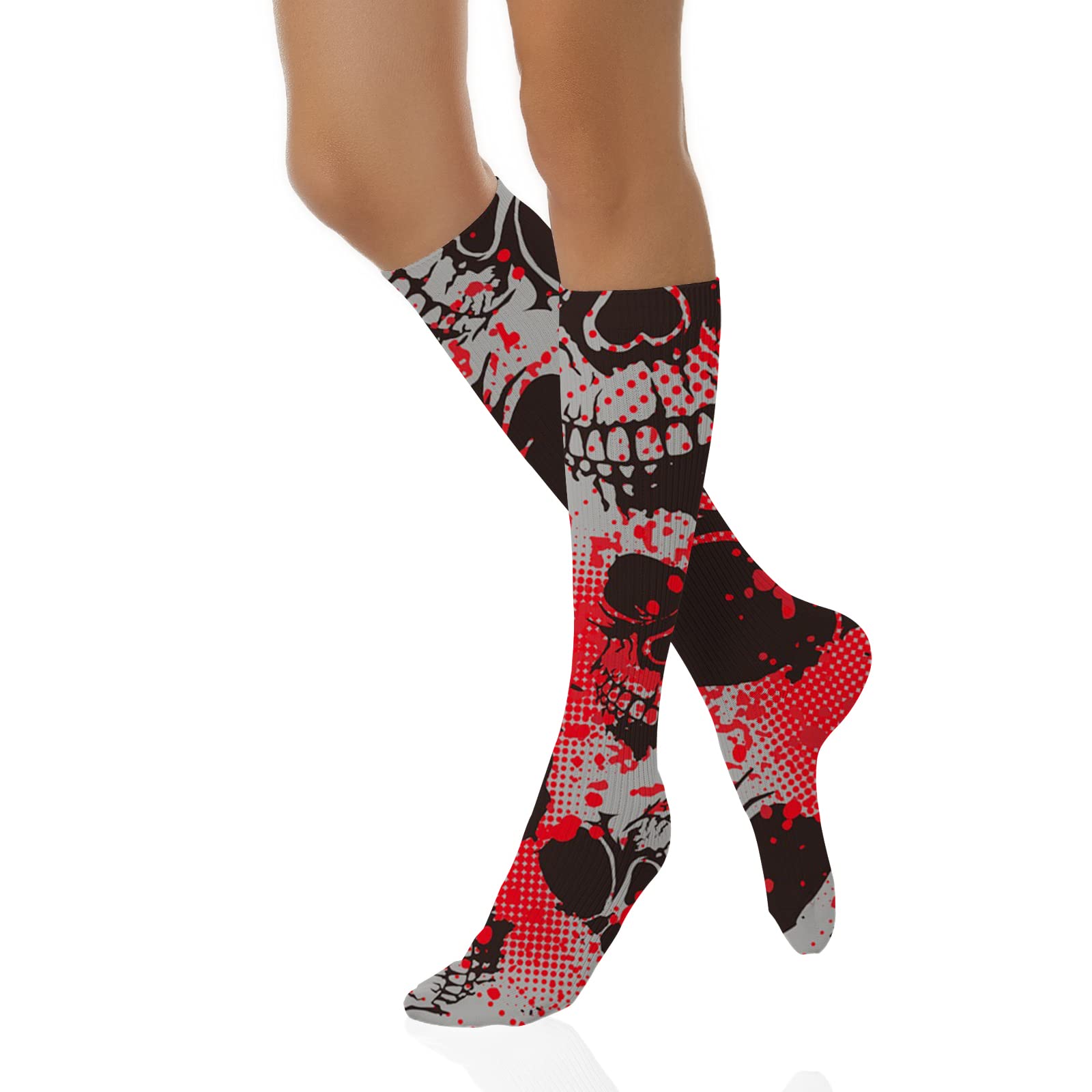 Feprena Patterned Long Socks for Men & Women - Funny Thigh High Socks & Knee-High Socks - Novelty Printed Crew Socks for Costumes, Cosplay, and Everyday Wear