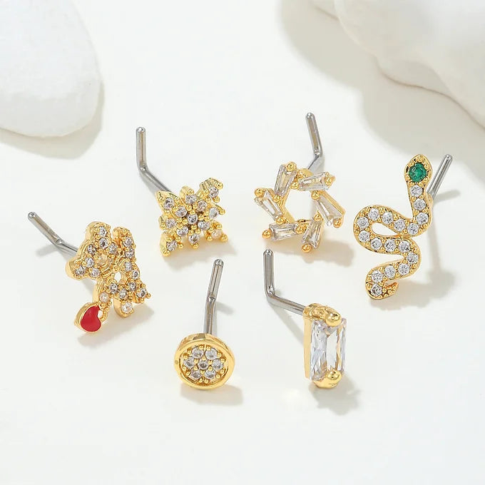 20G Surgical Steel Small Nose Ring L Bend Nose Stud - Hypoallergenic Body Jewelry for Sensitive Skin | Perfect for Daily Wear, Piercing Healing & Fashion Accessories (BD567)