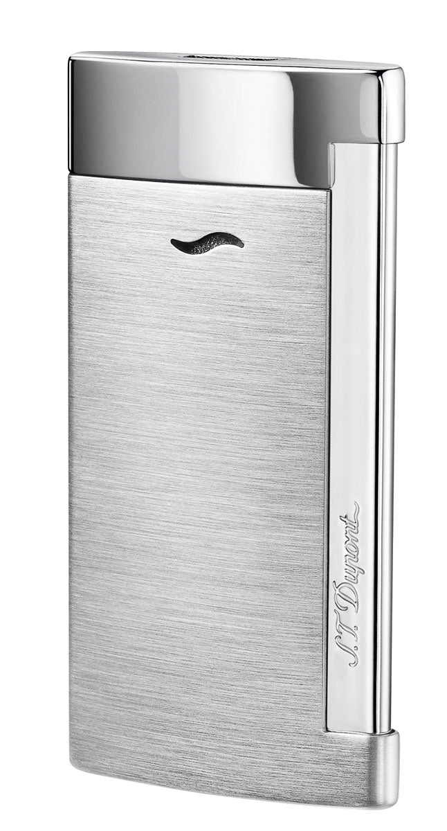 S.T. Dupont Slim 7 Single Torch Flame Lighter - Brushed Chrome Finish | Premium Windproof Butane Lighter for Cigars, Candles & Outdoor Use