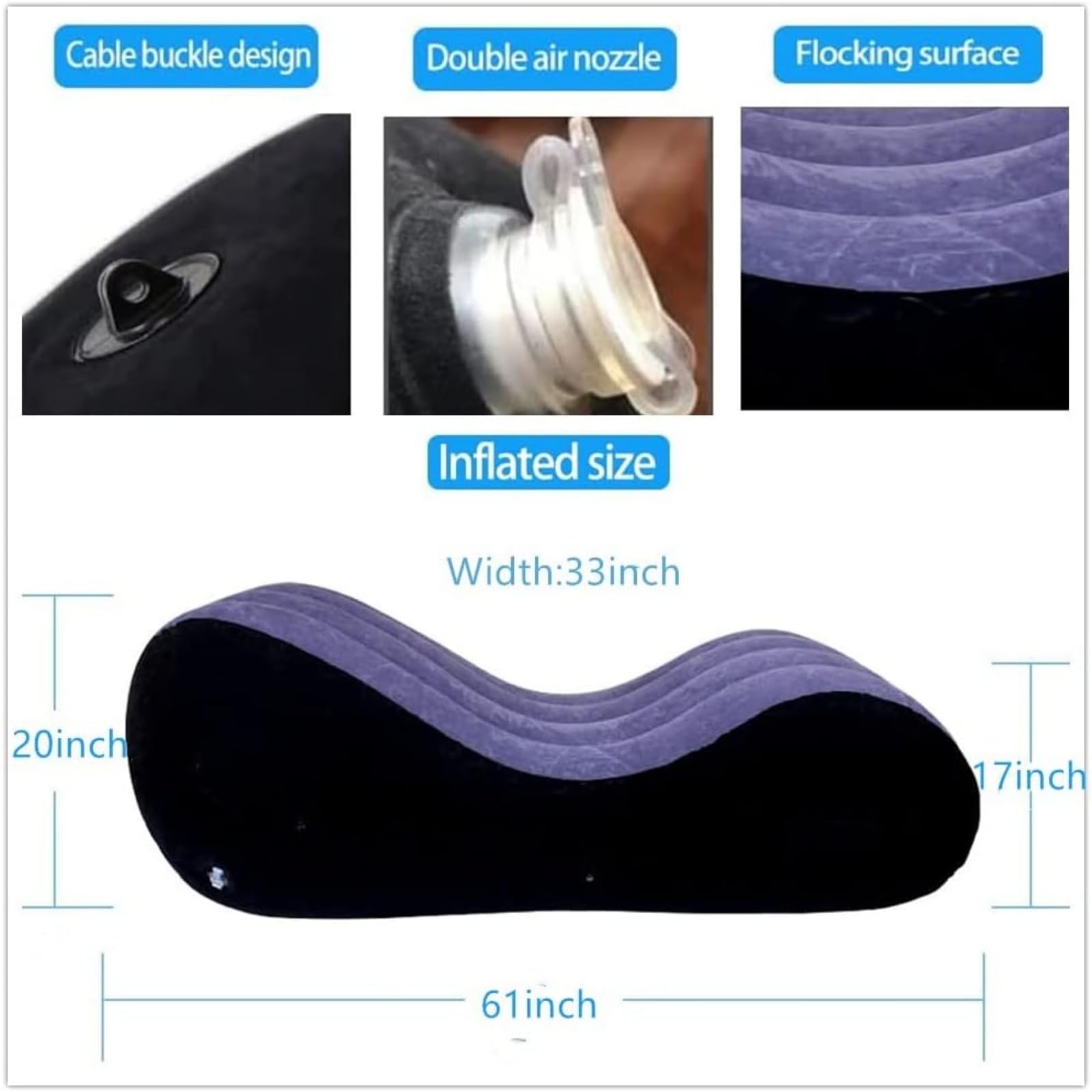 Inflatable Sex Sofa Chair - Portable PVC Rubber Nylon Adult Furniture for Deeper Positions, Travel & Exercise - Waterproof Flocking Bed for Couples, Home Use & Hotels