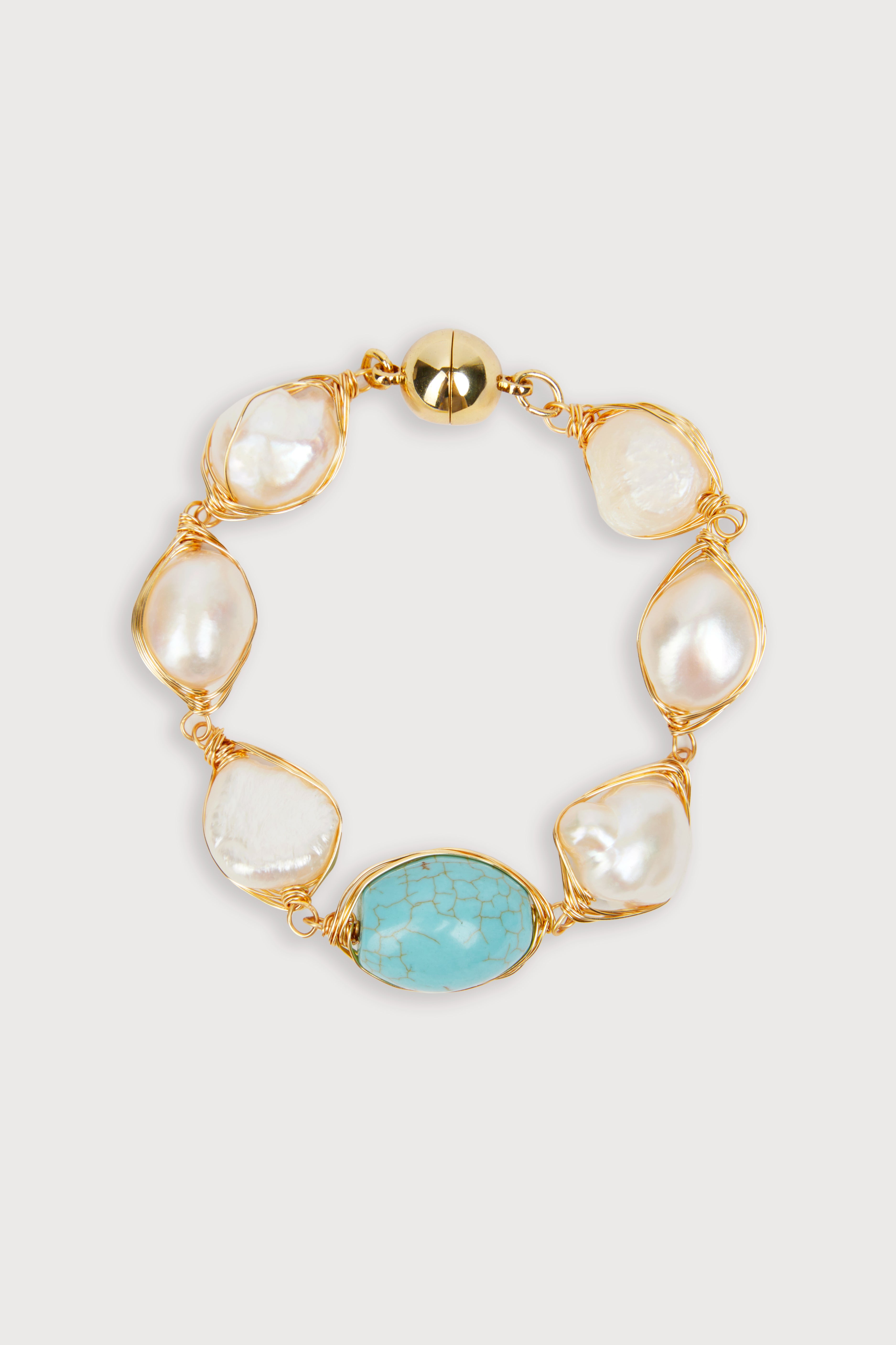 Elegant Turquoise Baroque Pearl Bracelet for Women | Handmade Boho Jewelry | Perfect for Weddings, Parties & Everyday Wear