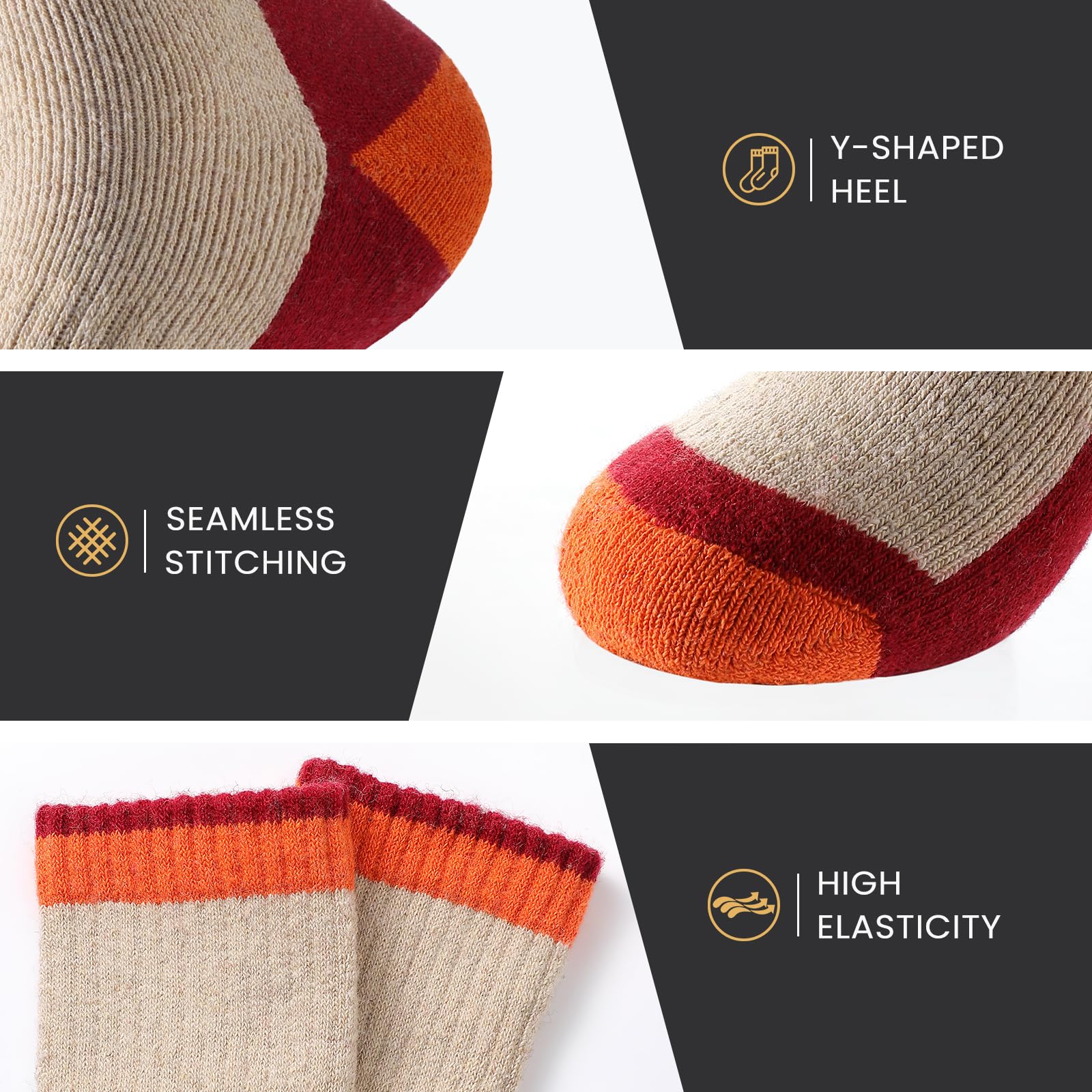 Premium Merino Wool Socks for Men & Women - 4 Pairs Thermal Winter & Hiking Crew Socks - Moisture Wicking, Odor Resistant, Temperature Regulating - Perfect for Outdoor Adventures, Camping & Cold Weather Activities