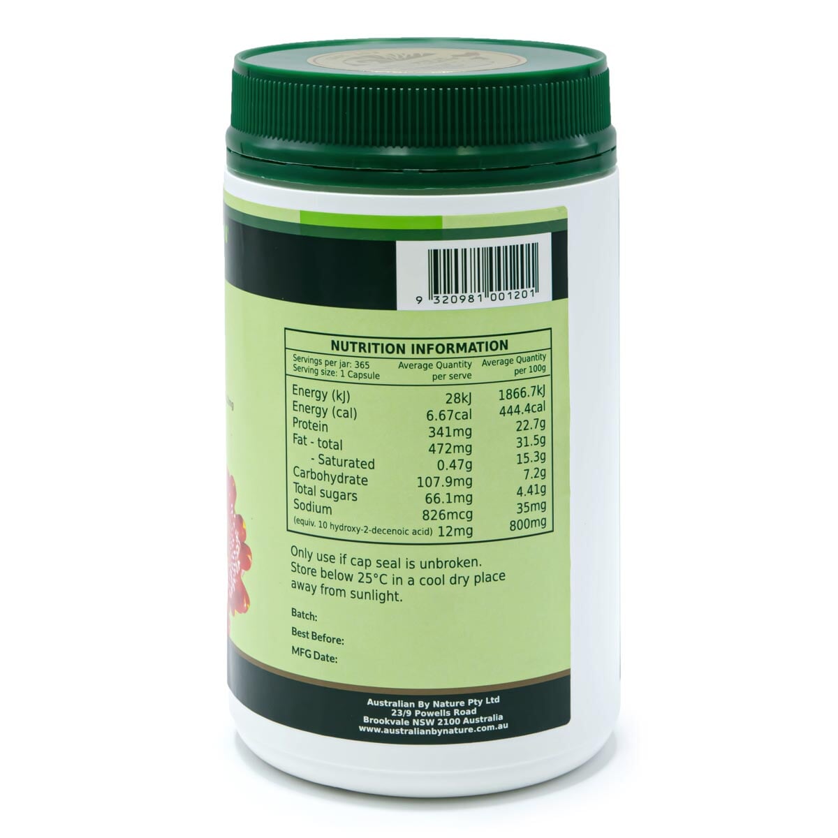 Australian By Nature Royal Jelly 365 Capsules - Premium Bee Supplement for Immune Support & Energy Boost | Daily Wellness, Anti-Aging & Vitality Enhancement