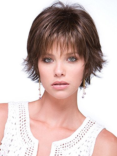 Rene of Paris Coco Wig - Dark Chocolate Short Wispy Synthetic Hair with Tousled Layers & Comb | Face-Framing Hairstyle for Hair Loss | Perfect for Daily Wear, Cosplay & Special Occasions