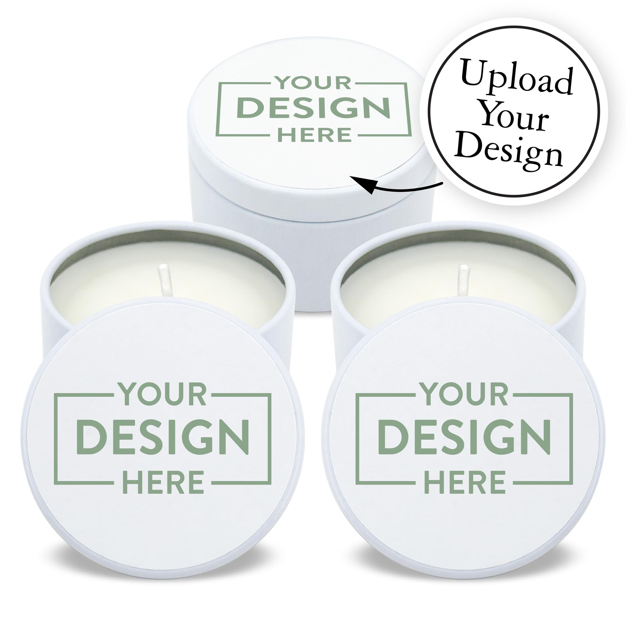 Custom Photo Candles for Weddings - Set of 10 White Tin - Bulk Party Favors
