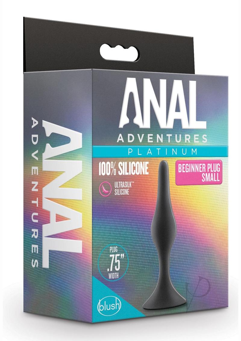 Anal Adventures Platinum Silicone Beginner Plug - Small Black Butt Plug for Comfortable Anal Training | Perfect for Beginners & Couples Play