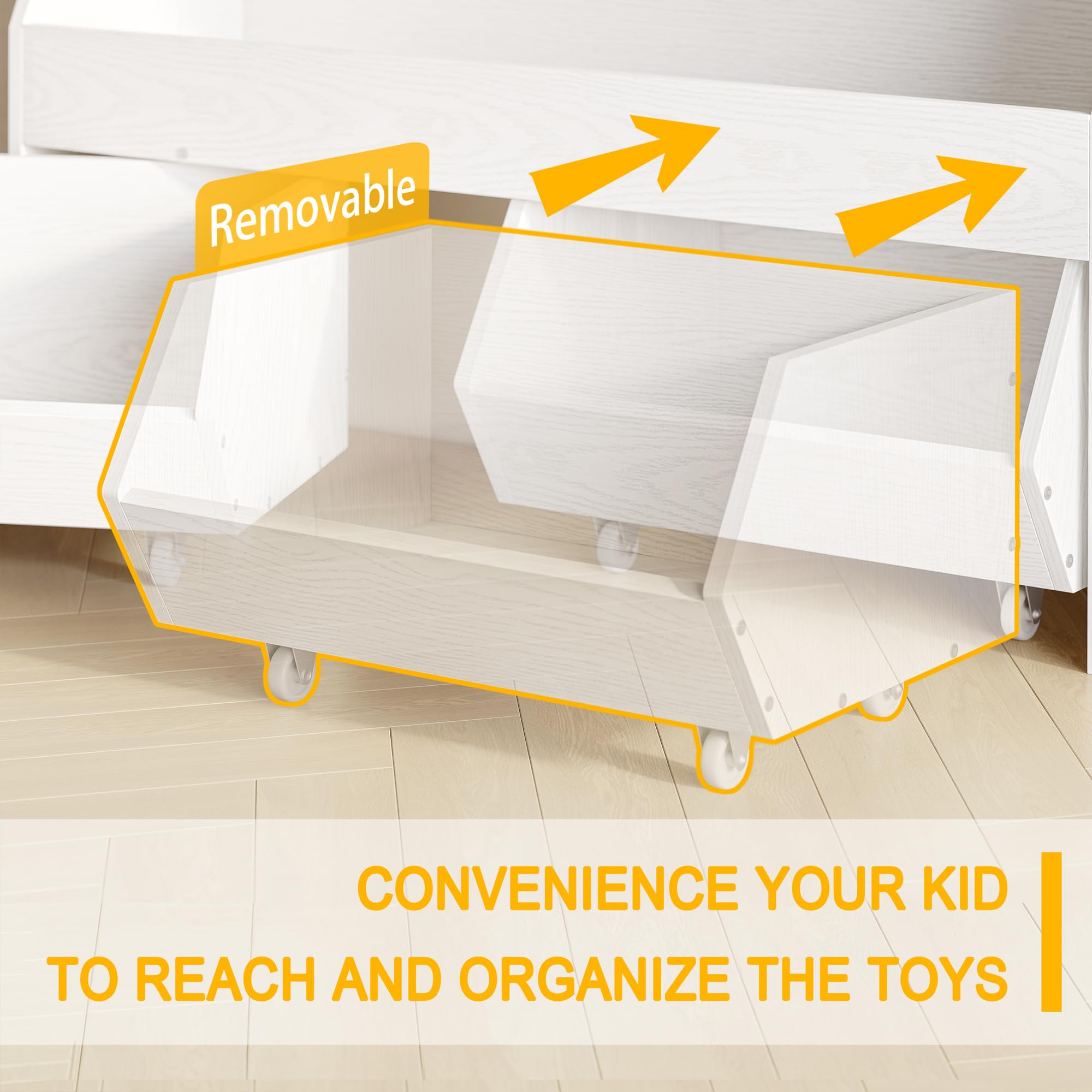 **Kids Toy Storage Organizer with Wheels & Drawers - Multifunctional Toy Cabinet & Bookshelf for Nursery, Playroom, Bedroom - White | Perfect for Organizing Toys, Books & More**