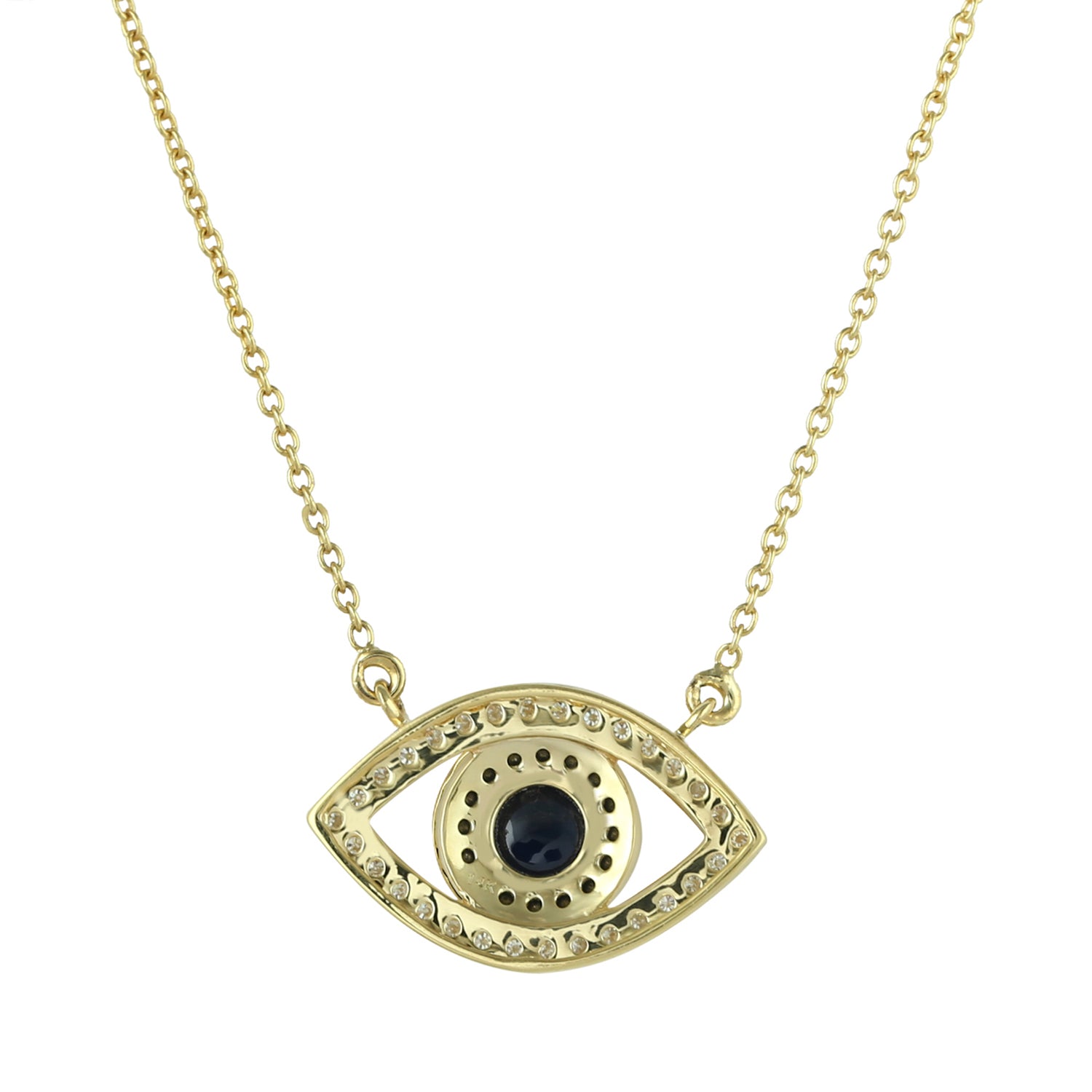 Blue Sapphire Pave Diamond Evil Eye Choker Necklace in 14K Yellow Gold - Protection Jewelry for Women, Perfect Gift for Birthday, Anniversary & Everyday Wear