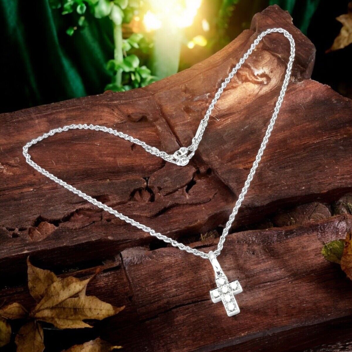 Authentic Cartier 18K White Gold Diamond Cross Pendant Necklace for Women - Luxury Jewelry Gift for Christmas, Anniversary & Special Occasions