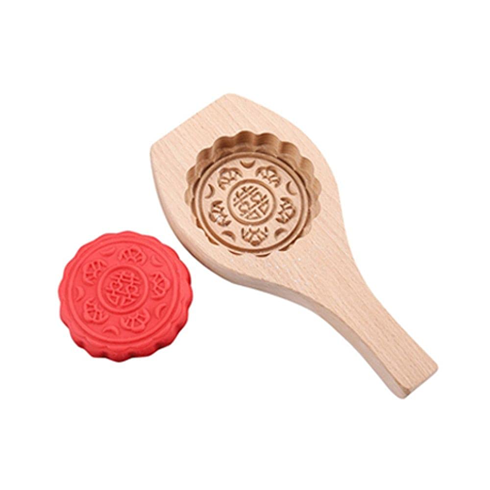 Wooden Mooncake Mold - Traditional Chinese Mid-Autumn Festival Moon Cake Mould for Baking, DIY Pastry Making, and Cookie Decorating | Perfect for Homemade Mooncakes, Festival Gifts, and Asian Dessert Preparation