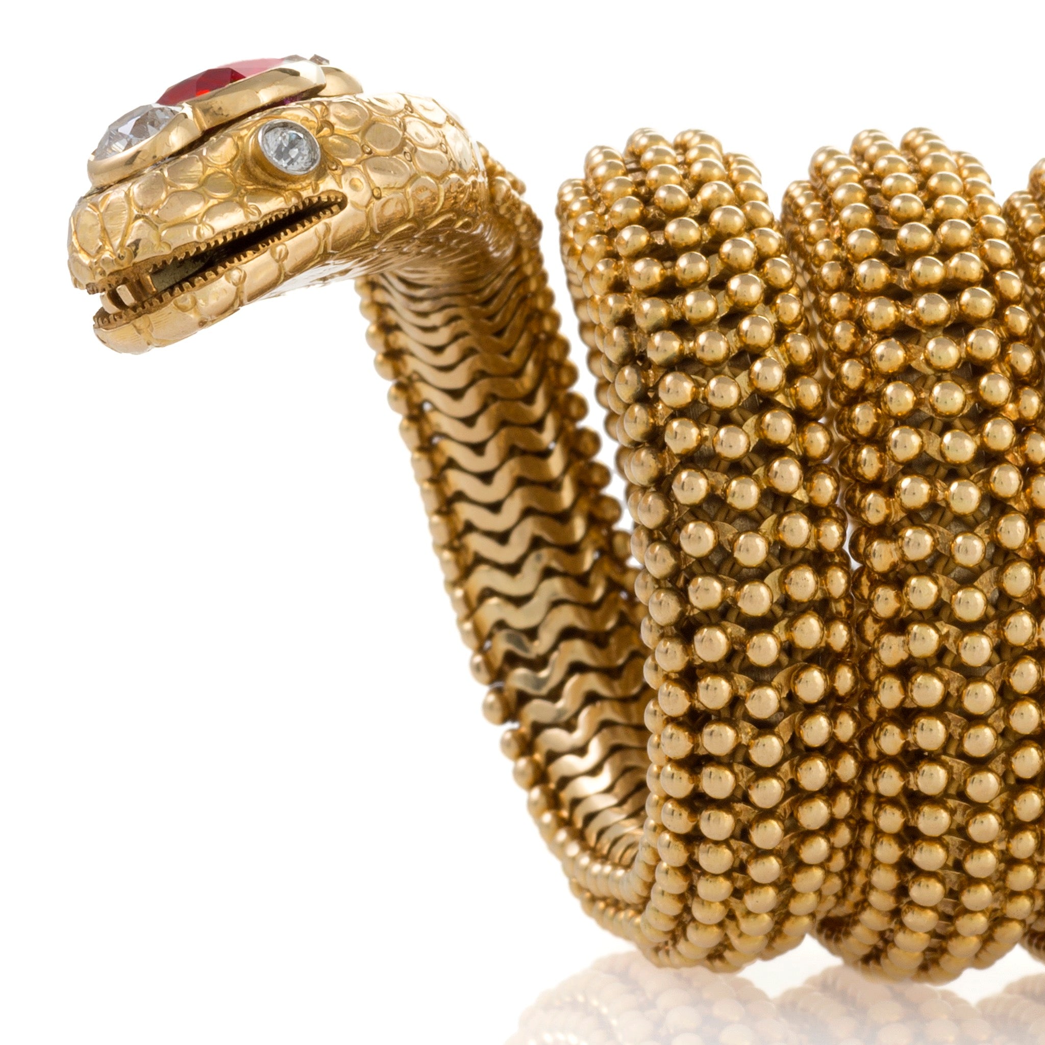 Bulgari Ceylon Ruby Serpenti Bracelet - Luxury 18K Gold Snake Bracelet for Women, Elegant Jewelry Gift for Her, Perfect for Parties & Special Occasions