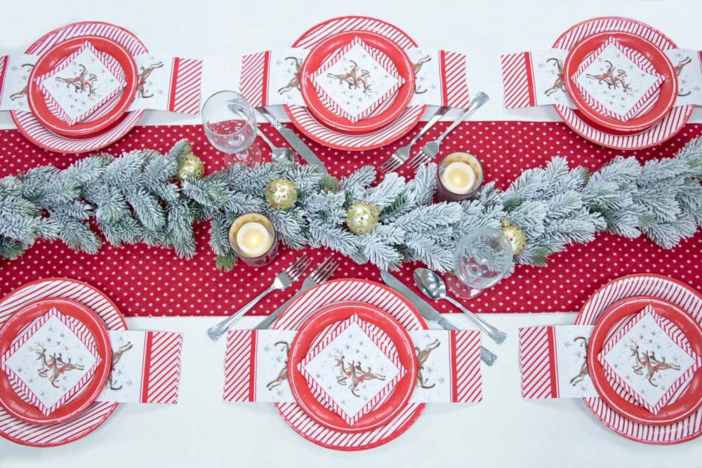 Boston International Roseanne Beck Reindeer Pattern Lunch Napkins - Premium Holiday Paper Napkins for Christmas Parties, Dinner, and Festive Gatherings