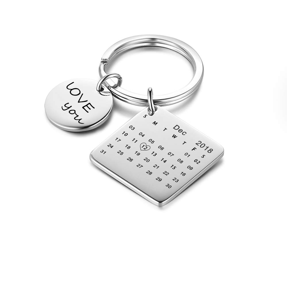 Custom Photo Keychains for Men & Women - Personalized Picture Key Rings with Calendar - Perfect Gift for Him, Her, Couples & Friends (Great for Birthdays, Anniversaries & Special Occasions)