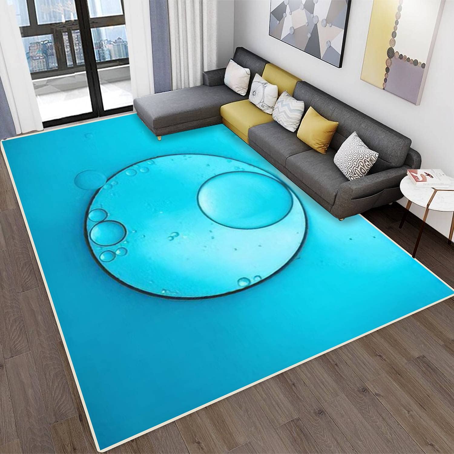 Modern Abstract Area Rugs - Stain Resistant Carpet Mat for Living Room, Bedroom, Kitchen & Bathroom | Rectangular Home Decor Floor Mat | Perfect for Family Gatherings, Relaxation & Scientific-Themed Spaces