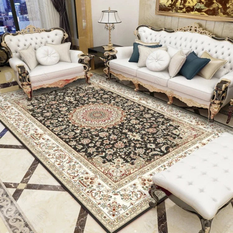 Handmade Traditional Persian Off Black King Luxury Rug - Premium Wool Carpet for Living Room, Bedroom & Office Decor