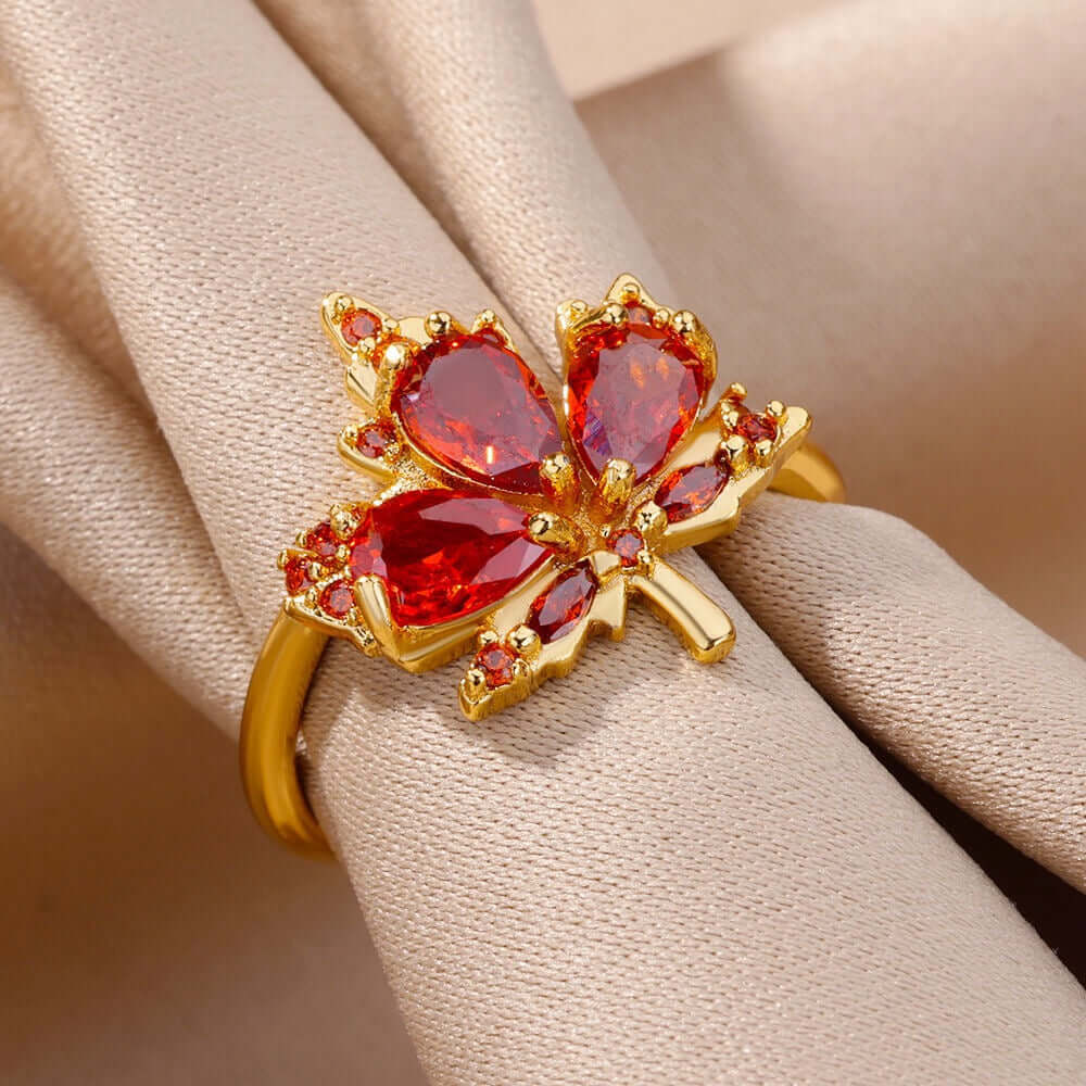 Autumn Fall Maple Leaf Adjustable Ring - GS042 | Vintage Nature Inspired Jewelry for Women | Perfect for Thanksgiving, Halloween & Cozy Fall Outfits