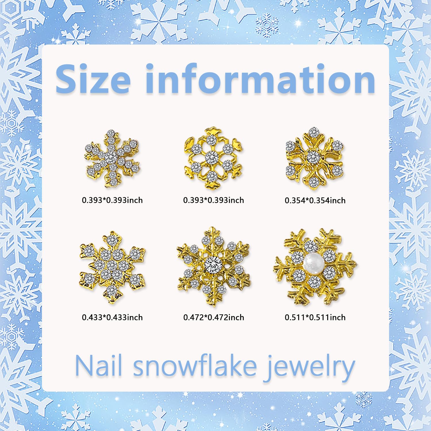 30Pcs Gold Alloy Christmas Snowflake Nail Charms with Rhinestones - Elegant Snowflake Nail Studs for Women & Girls - Perfect for Holiday Nail Art, Christmas Parties, and Winter Manicures
