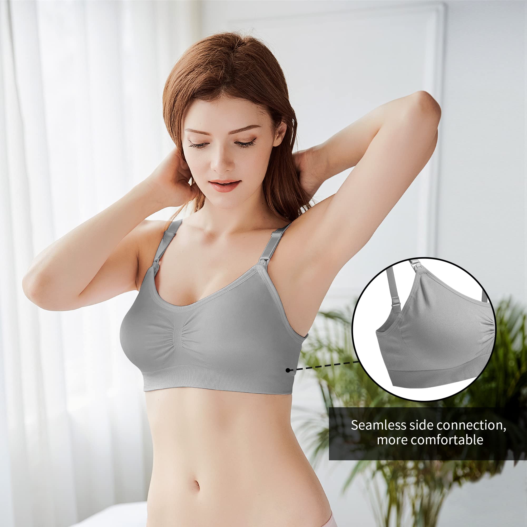 Comfortable Maternity Nursing Bra - Seamless Breastfeeding Bras for Women, 3 Pack (Sizes S-XXL) - Perfect for Pregnancy, Postpartum & Nursing Moms