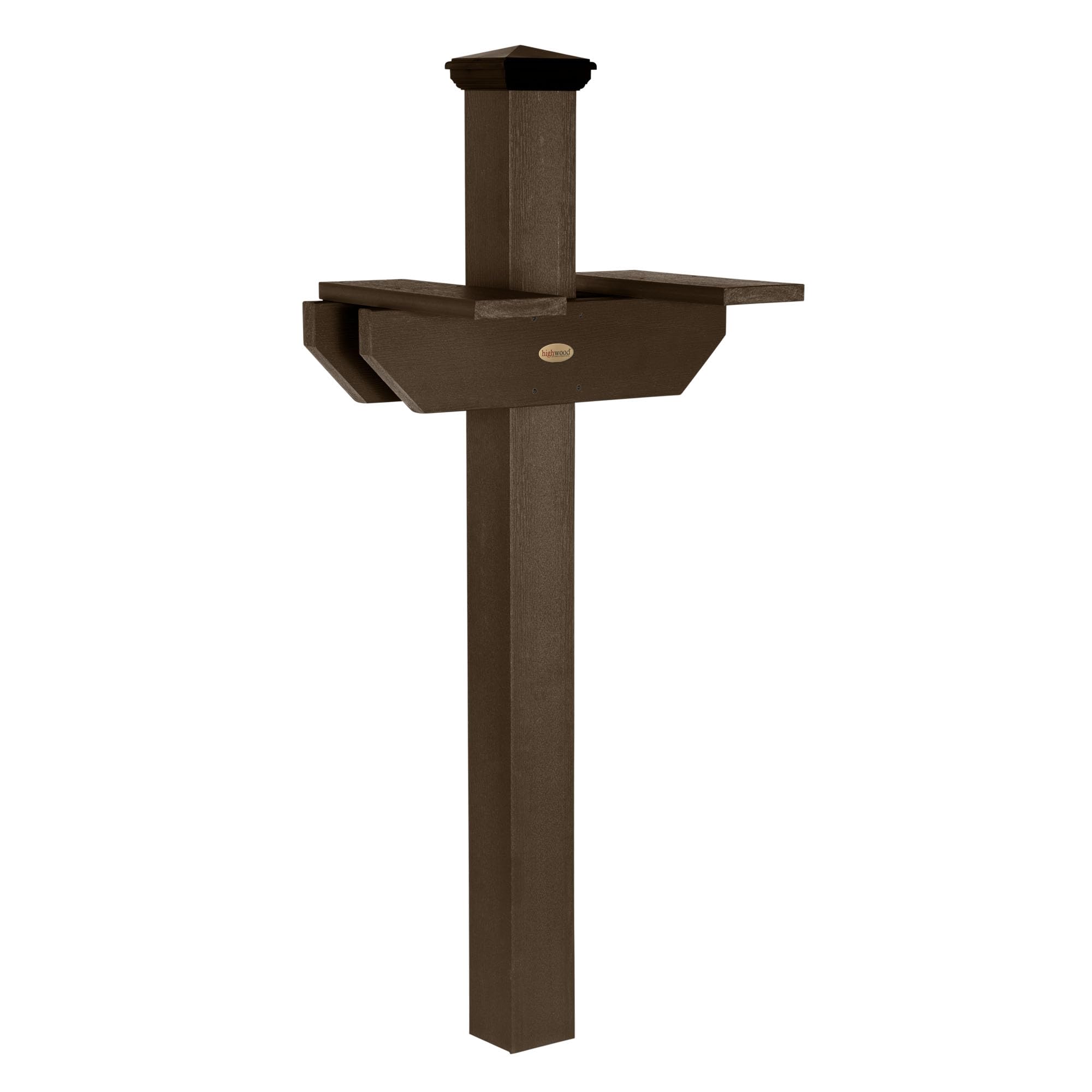 Highwood AD-MLBX2-ACE Hazelton Two-Sided Mailbox Post in Weathered Acorn - Durable Outdoor Mailbox Stand for Rural Homes & Driveways
