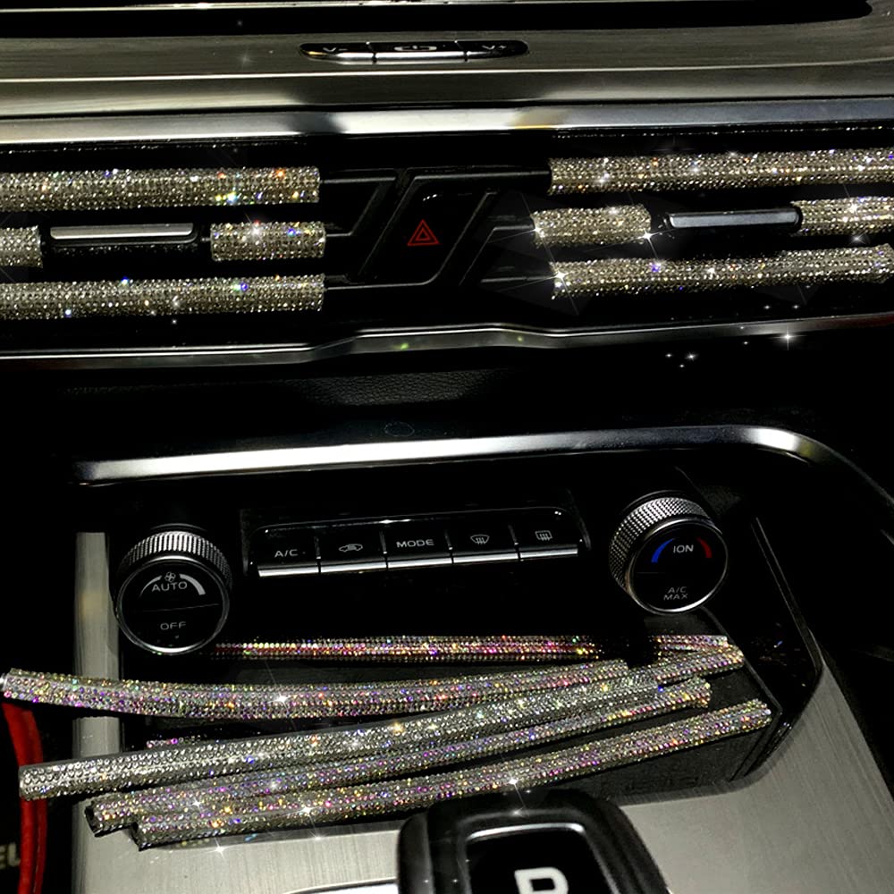 10PCS Bling Car AC Vent Outlet Trim Decoration Strips - Shiny U-Shape Universal Fit for All Straight Air Vents | Car Interior Accessories Upgrade for Sedan, SUV & Truck