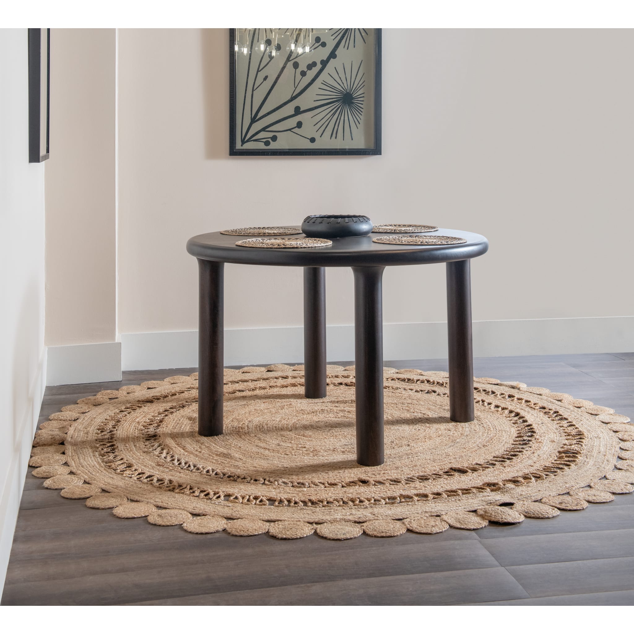 Amaroo Solid Mango Wood Dining Table - Honey Date Finish - Rustic Farmhouse Style for Kitchen, Dining Room & Outdoor Patio
