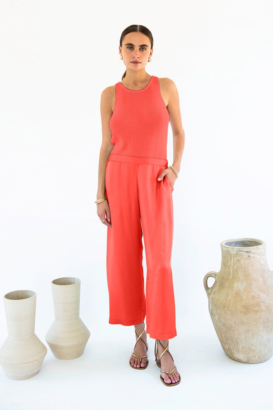 Carina TENCEL™ Modal Cropped Palazzo Pants for Women | High Waist Wide Leg Trousers in Multiple Colors | Comfortable & Breathable for Office, Travel & Casual Wear