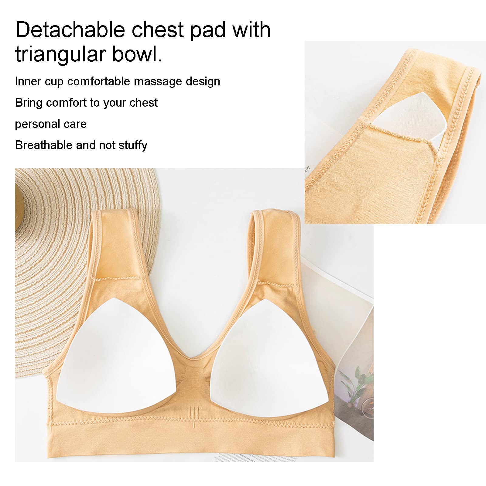 XIRUJNFD Women's Seamless Air Permeable Cooling Comfort Bra - Wirefree Sports Bra for Yoga, Sleep & Everyday Wear - Breathable & Supportive for Active Lifestyles