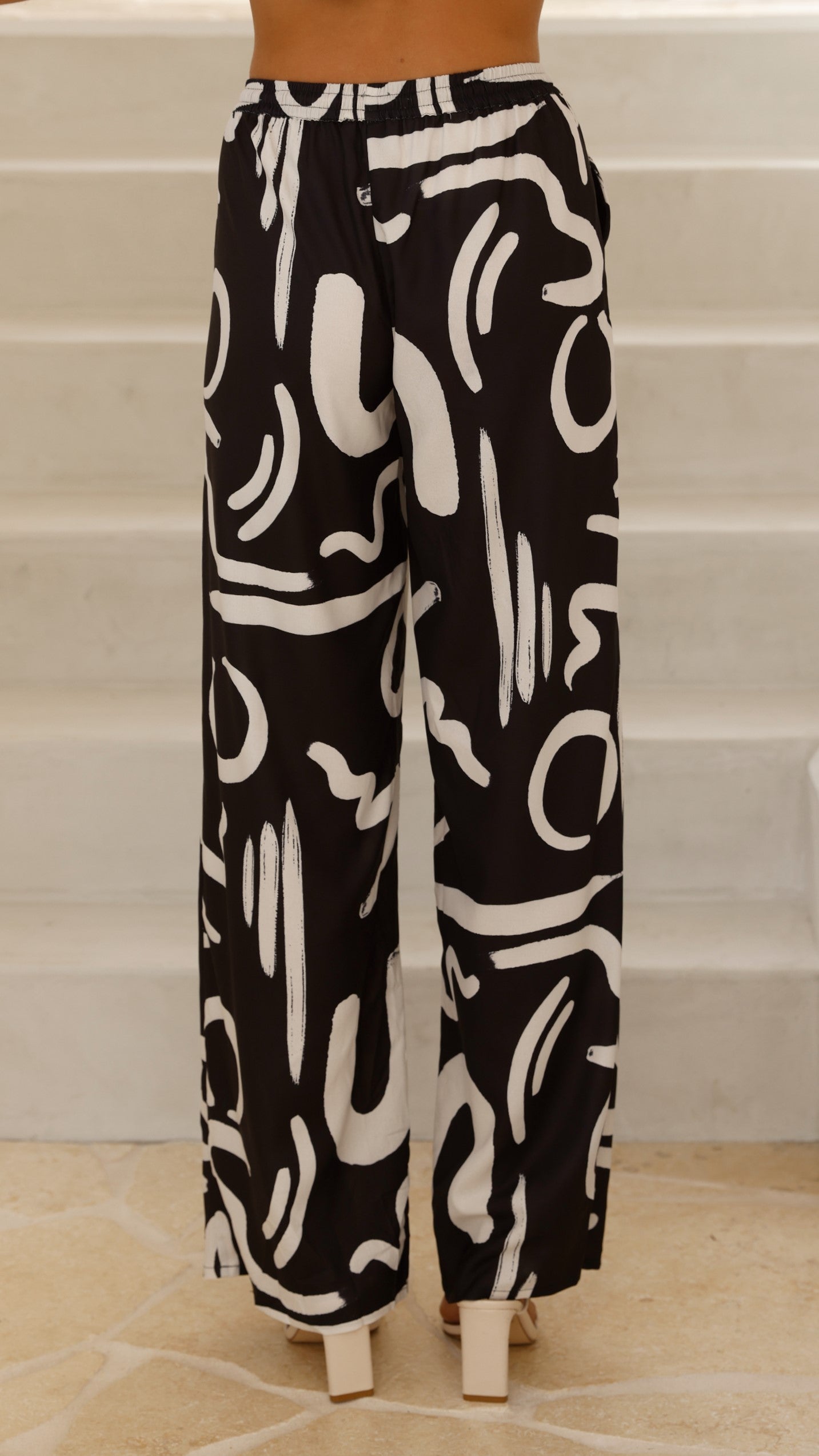 Caterina Pants for Women - High Waisted Wide Leg Trousers in Black & Sand York | Office Wear, Business Casual & Formal Occasions