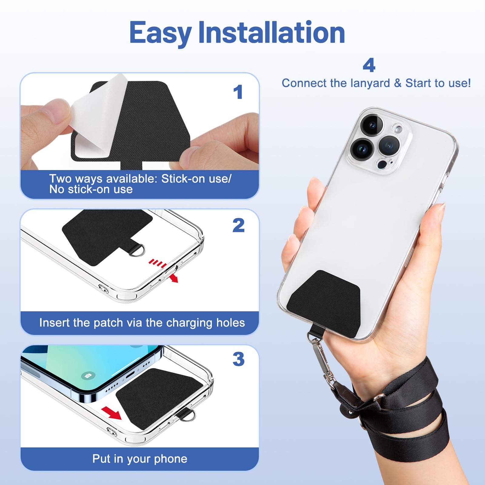 Universal Phone Lanyard with Patch - 2 Pack for Smartphones, ID & Keys - Home & Office Use