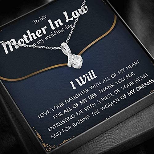 Custom Engraved Message Card Jewelry Pendant Necklace - Personalized Wedding Gift for Mother-in-Law from Groom, Thoughtful Birthday & Mother's Day Present - Elegant Keepsake for Special Occasions & Family Celebrations