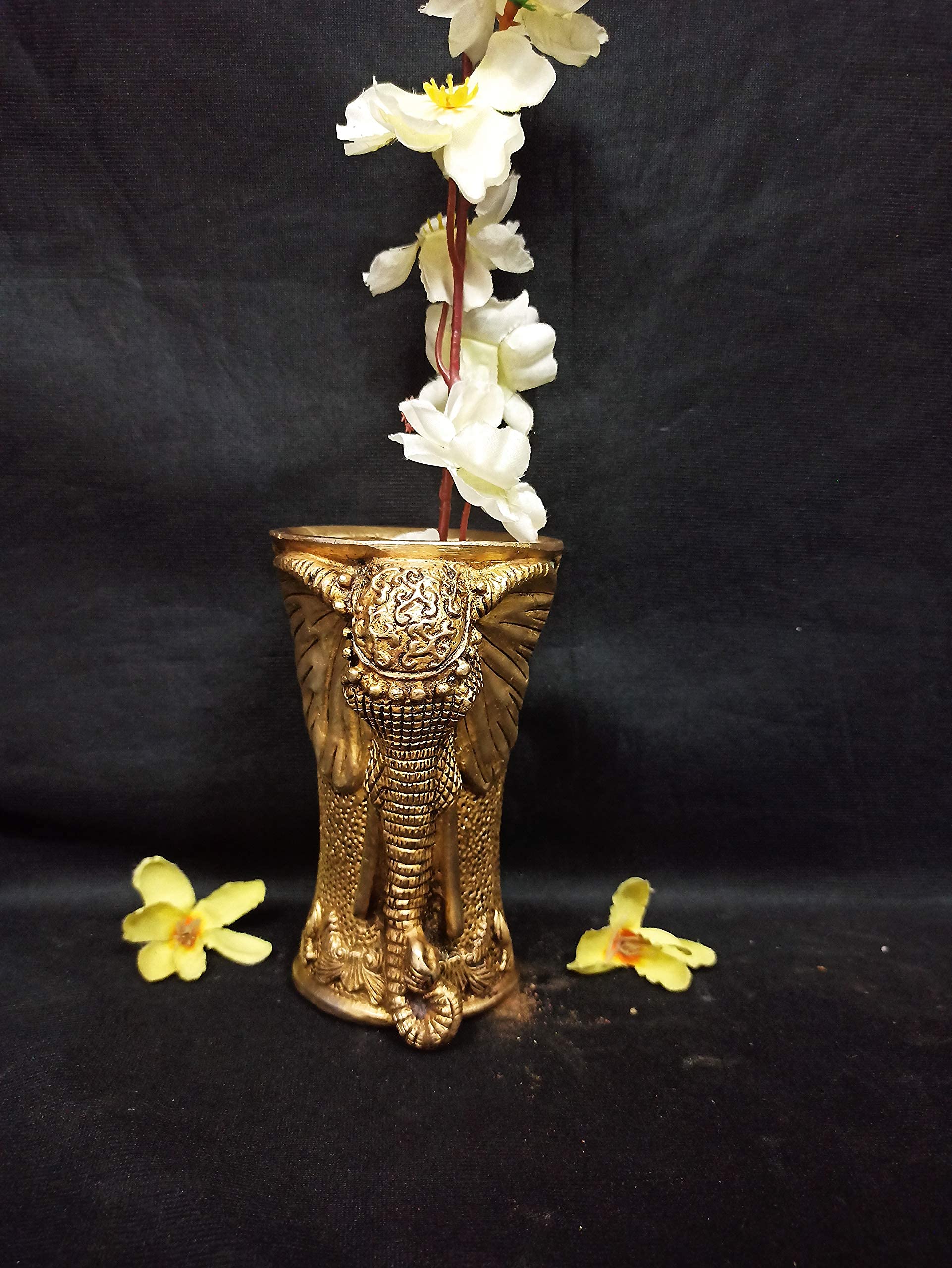 Handcrafted Brass Elephant Design Flower Pot Vase - Elegant Home Decor for Living Room, Office & Garden | BH00153 by Bharat Haat
