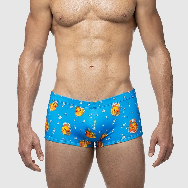 PUMP! Water Cheeky Swim Boxer Ducky Blue - Quick-Dry Men's Swim Trunks for Beach, Pool & Summer Water Activities