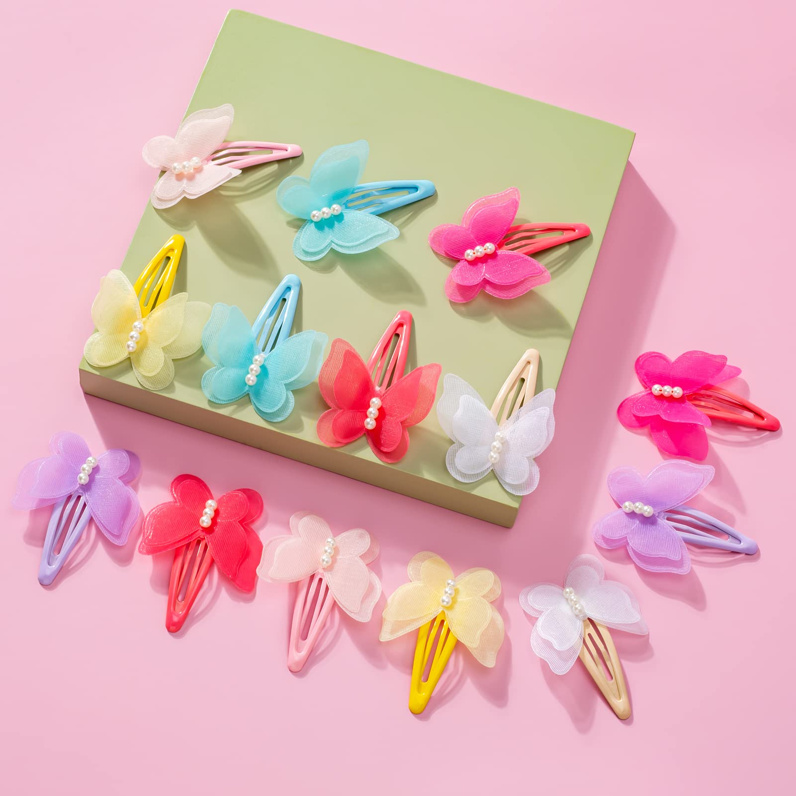 14pcs Baby Girl Hair Clips - Soft Chiffon 3D Butterfly Barrettes for Toddlers & Kids | Hair Accessories for Girls, Birthday Gifts, Party & Daily Use