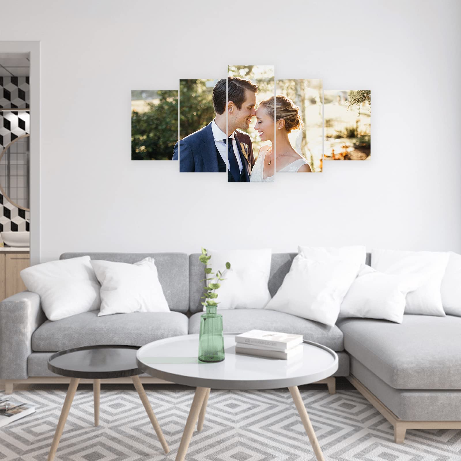 Custom 5 Panel Wall Art - Personalized Canvas Prints with Your Photos | Customized Poster Gifts & Picture Painting | Ready to Hang (16x24in x2, 16x32in x2, 16x40in x1) | Perfect for Home Decor, Living Room, Bedroom & Office Wall Art