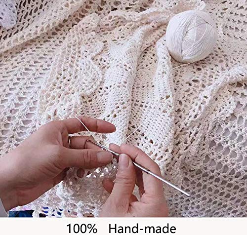 Handmade White Crochet Cotton Table Runner Lace Doily - 12x35 Inch Oval Dresser Scarf - Perfect for Dining Tables, Coffee Tables & Home Decor