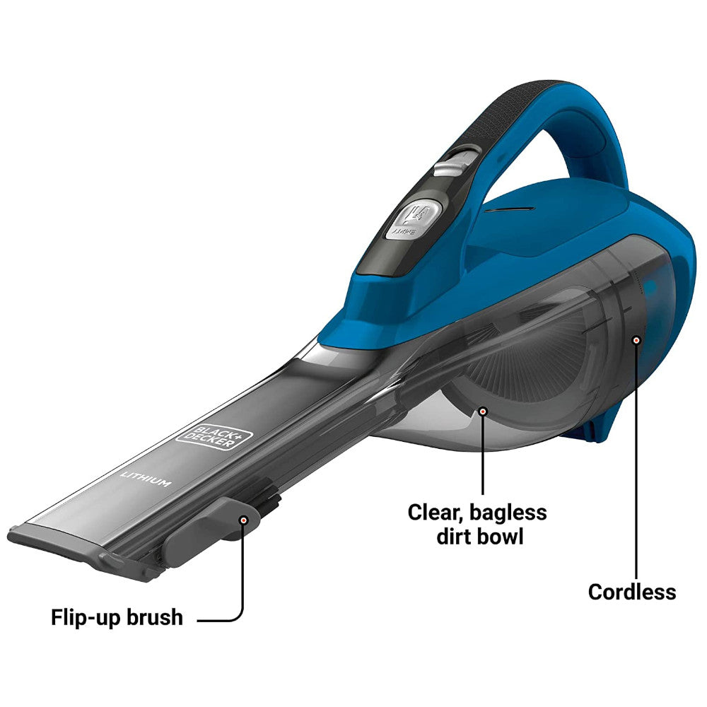 BLACK+DECKER Dustbuster Lithium Hand Vacuum - 1.5Ah Cordless Rechargeable Cleaner (HLVA315J22) for Home, Car, Pet Hair & Quick Cleanups