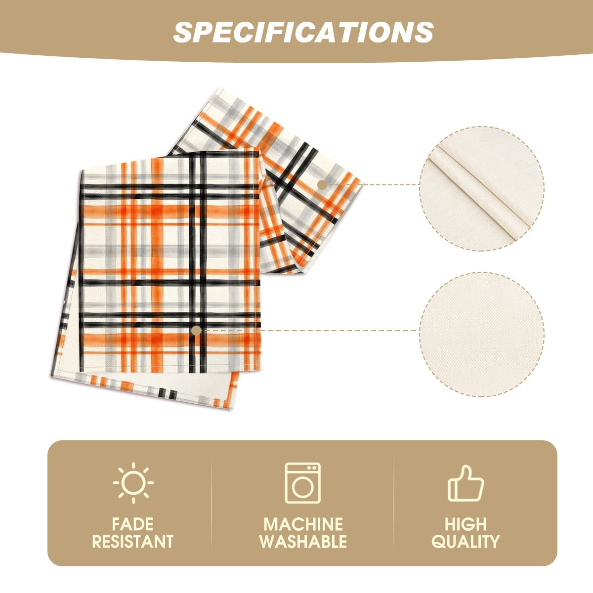 Orange Black Buffalo Plaid Fall Table Runner 13x72 Inch - Halloween Thanksgiving Kitchen Dining Decor for Home Outdoor Party | Seasonal Table Setting, Holiday Dinner Decoration, Autumn Centerpiece