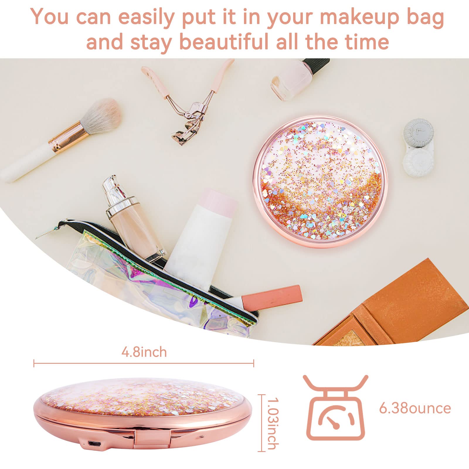 MIYADIVA 4.8 Inch LED Magnifying Mirror with Light - 1x/25x Dual Magnification, Touch Control Makeup Mirror for Precise Beauty Application - Perfect for Home Vanity, Travel & Professional Makeup Artists