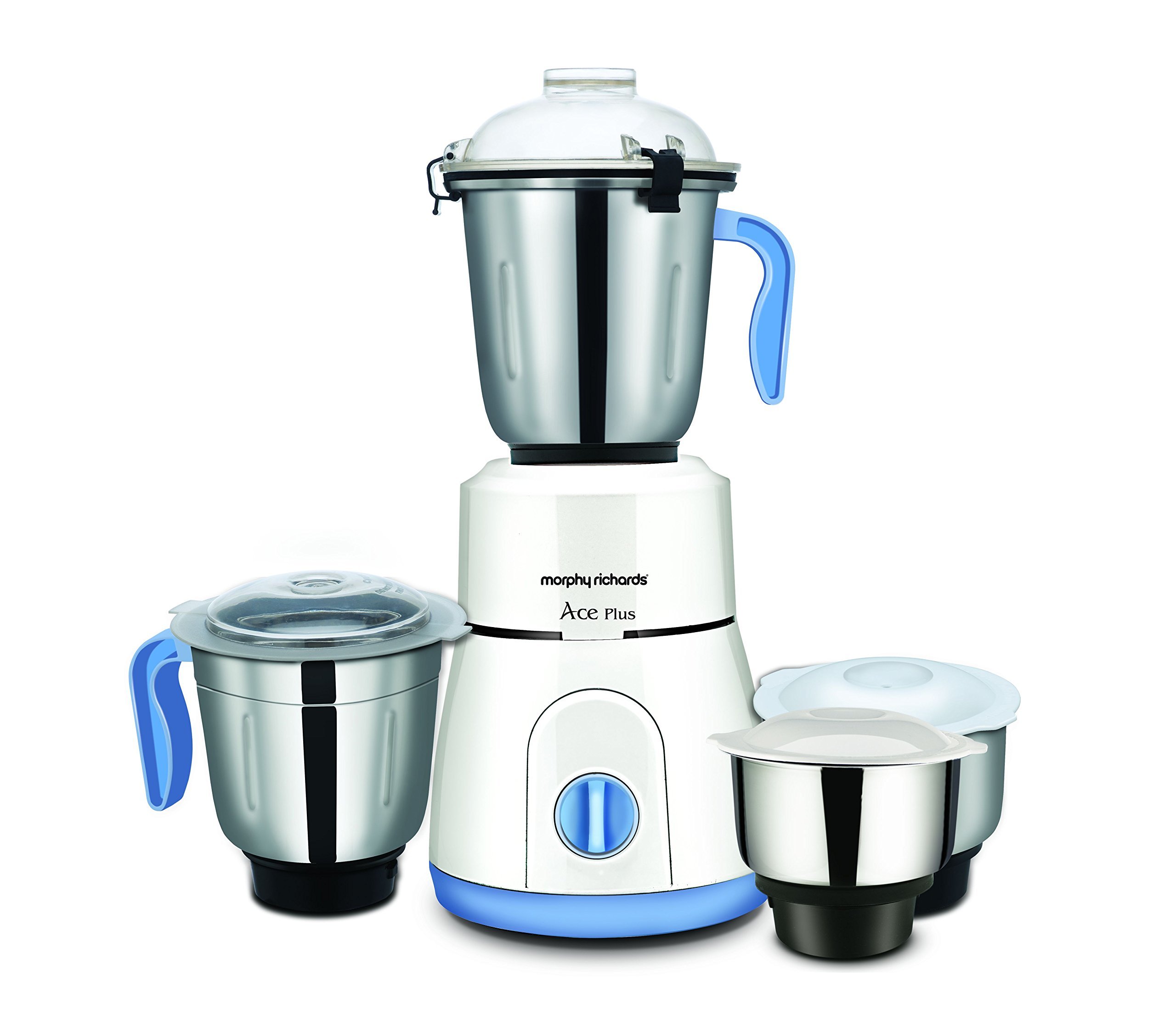 Refurbished Morphy Richards Ace Plus 750-Watt Mixer Grinder with 3 Stainless Steel Jars (White) - Powerful Blender for Smoothies, Juices & Indian Cooking - Perfect for Home Kitchens & Small Restaurants