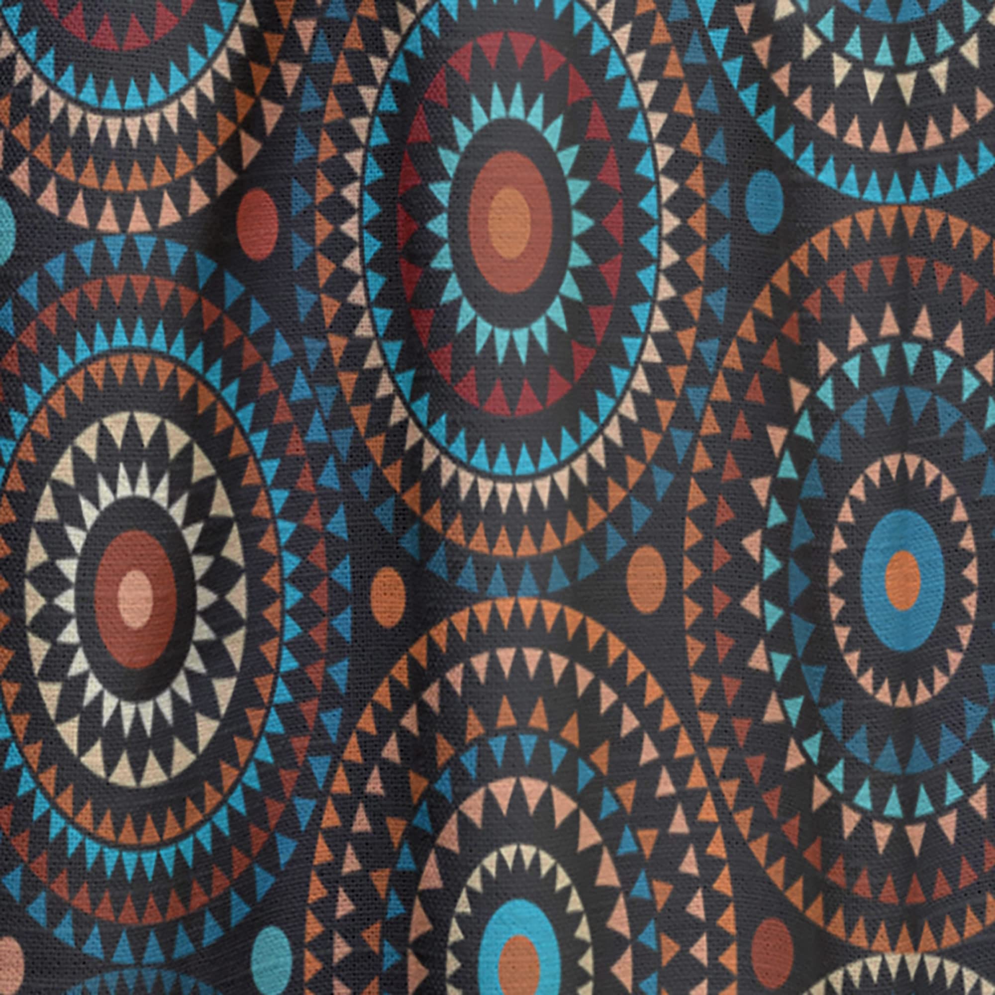 DesignQ Ethnic Geometric Pattern Thermal Insulated Curtains - Single Panel 52x120 Inches - Blackout Drapes for Bedroom & Living Room - Perfect for Home Decor & Light Control