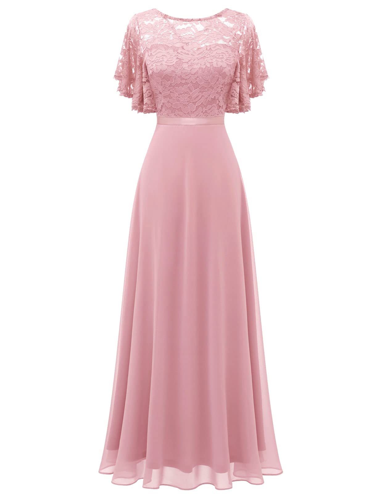 Elegant Lace Wedding Guest Dress with V-Back & Empire Waist - Formal Bridesmaid, Prom & Evening Gown for Special Occasions 2025 | Perfect for Weddings, Galas & Black Tie Events