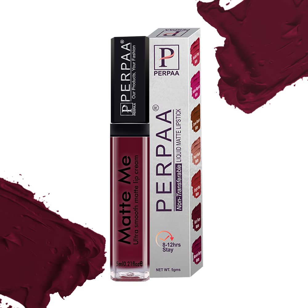 PERPAA® Matte Me Ultimate Long Lasting Liquid Lipstick - 3 Bright Matte Colors with Vitamin E, Smudgeproof & Waterproof Formula (Rich Plum, Peach Nude, Reddish Pink) 5ml Each - Perfect for Parties, Weddings & Everyday Wear