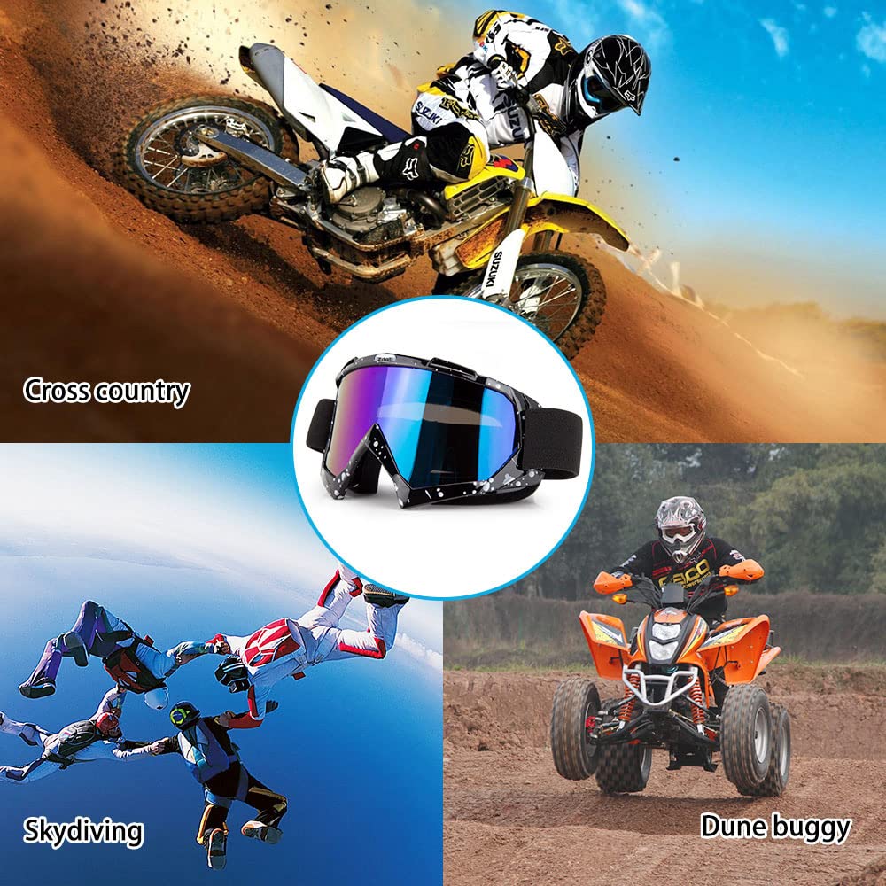Motorcycle Goggles for Men & Women - Anti-Fog UV Protection Adjustable Tactical Riding Glasses for Dirt Bike, ATV, Motocross & Offroad - Perfect for Military, Combat & Outdoor Adventure Sports