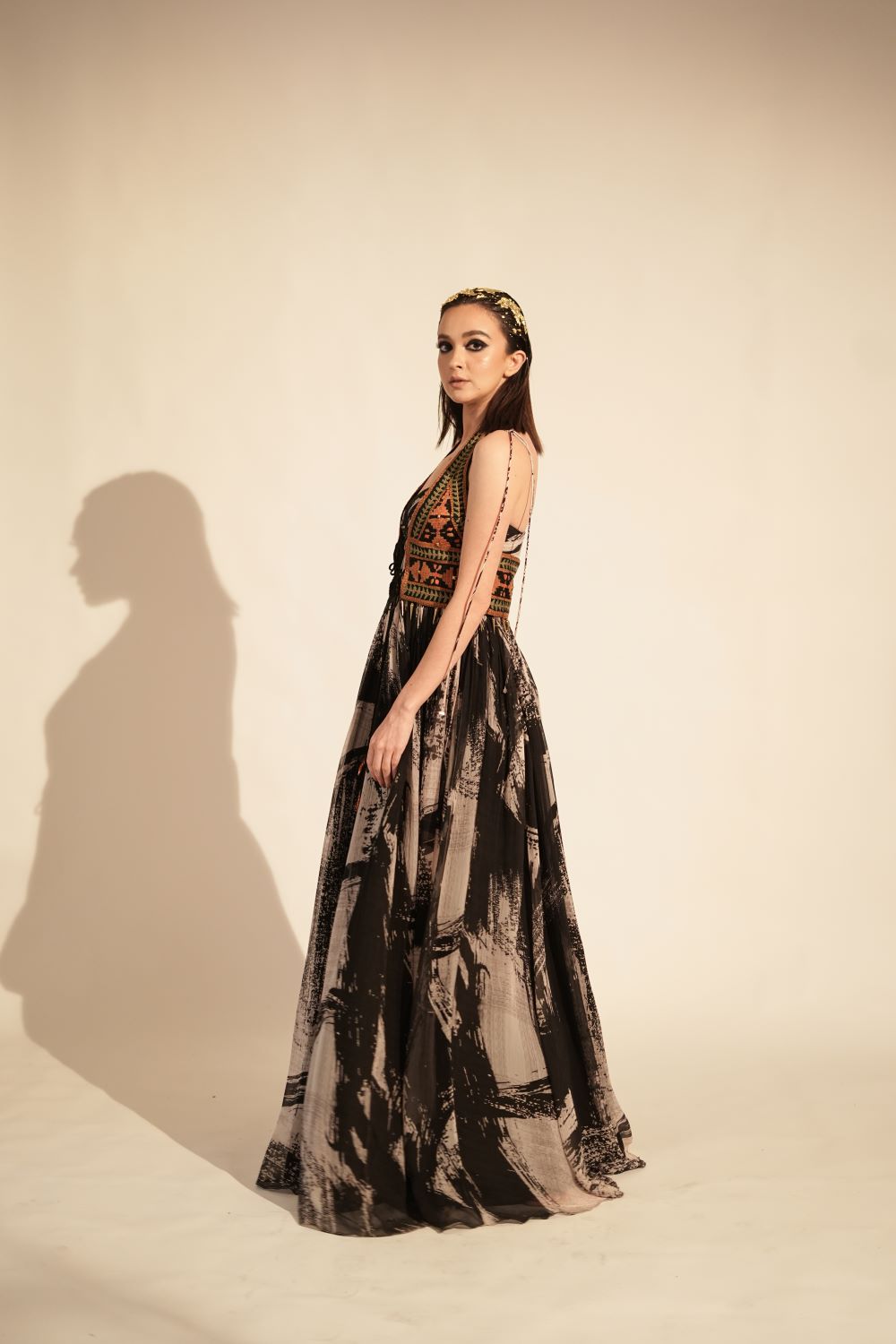 Black & White Stroke Print Maxi Dress - Elegant Flowy Long Dress for Women | Perfect for Summer, Beach, Parties & Casual Wear