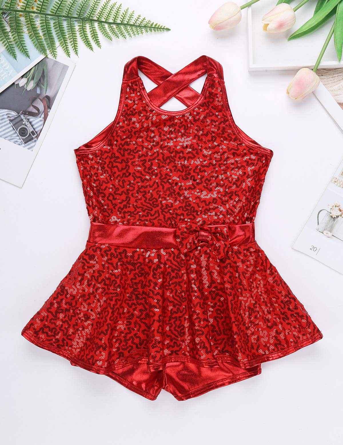 iiniim Girls Sequined Ballet Leotard - Sparkly Jazz Dance Costume for Kids, Modern Performance Unitard with Shiny Rhinestones | Perfect for Recitals, Competitions & Dance Classes