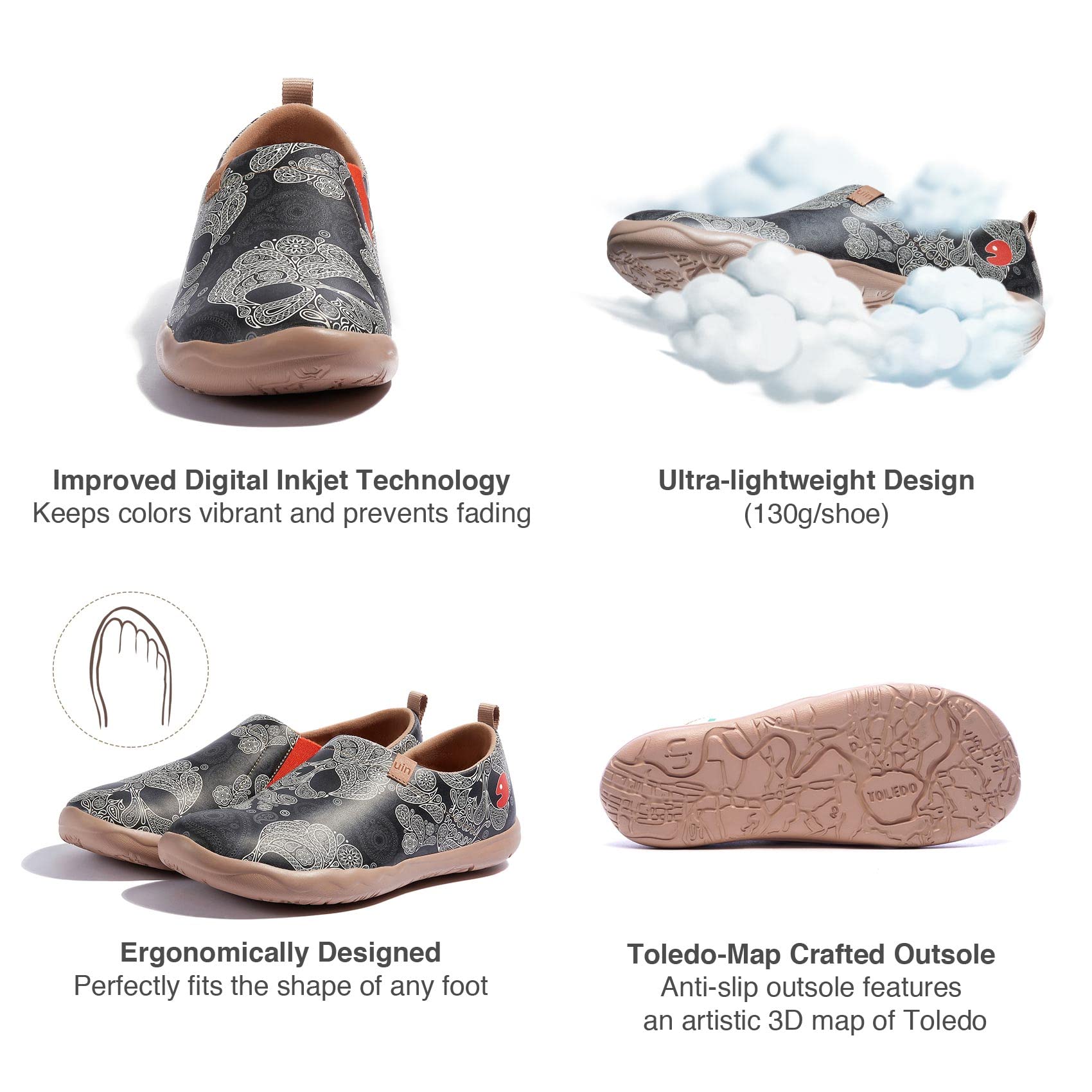 UIN Men's Slip-On Walking Shoes - Lightweight Travel Loafers with Microfiber Upper - Comfortable Casual Sneakers for Walking, Travel & Everyday Wear