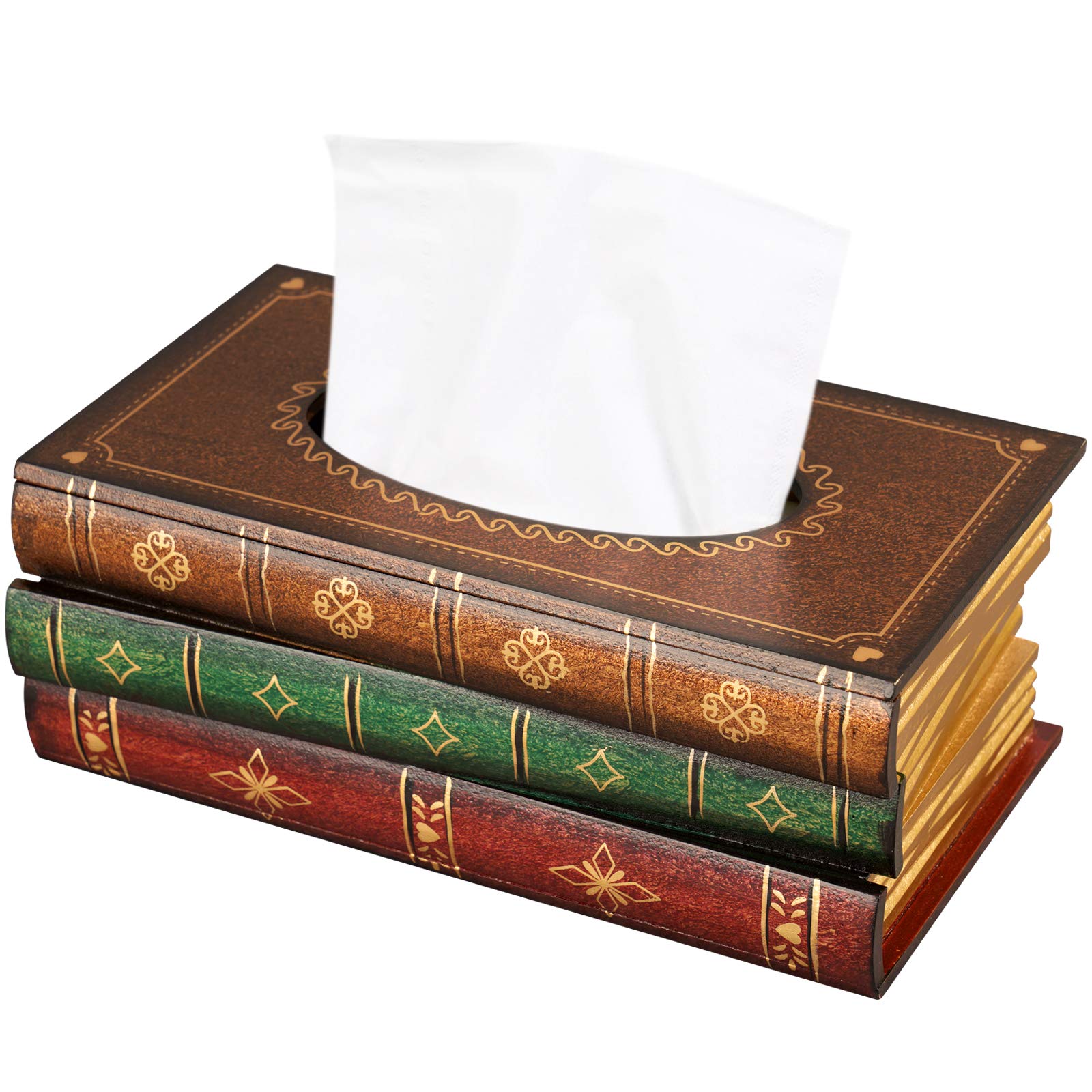 NiHome Wooden Tissue Box Cover - Rustic Rectangular Tissue Holder for Bathroom, Nightstand, Office & Car - Brown Top | Home Decor & Organization Accessory
