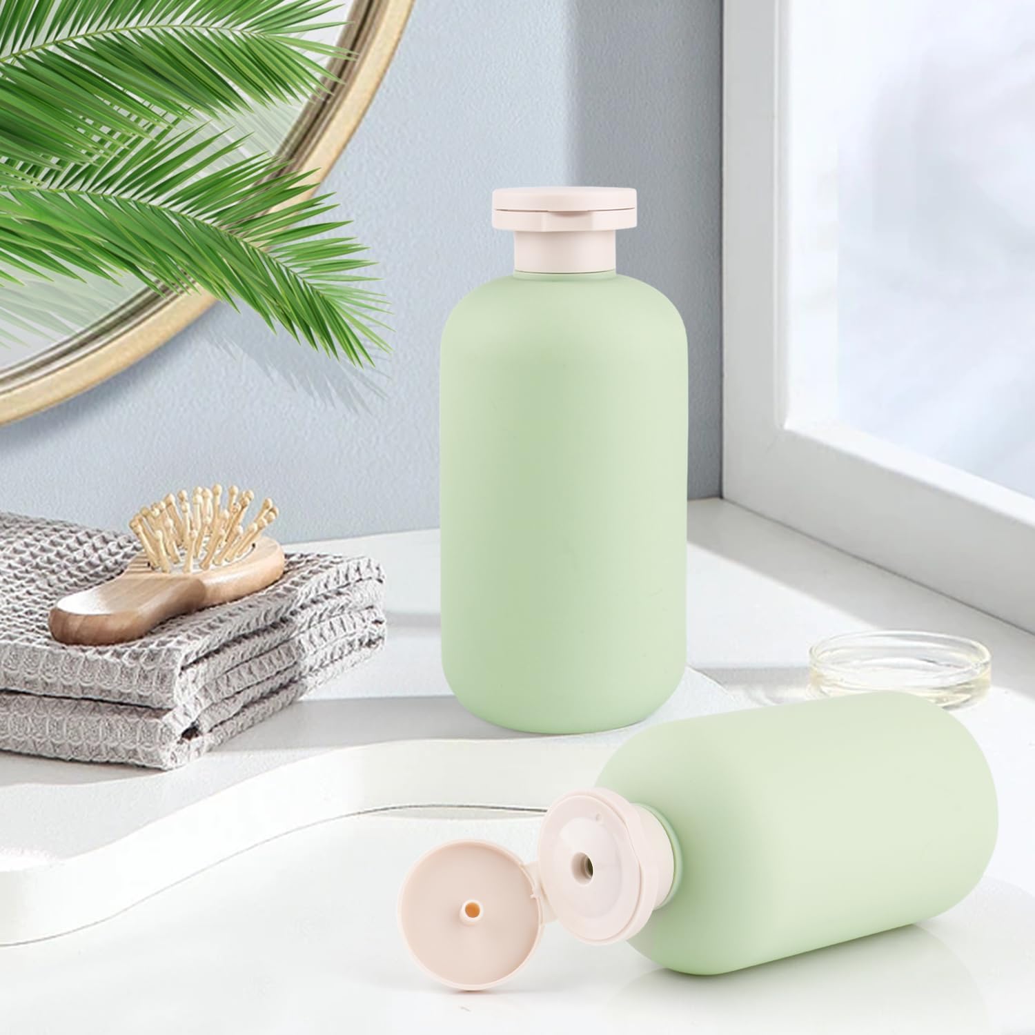 PiyuBind 2-Pack 300ml Travel Dispenser Bottles with Flip Cap - Refillable Plastic Squeeze Containers for Soap, Lotion, Cream - Perfect for Toiletries, Travel Kit & Home Organization