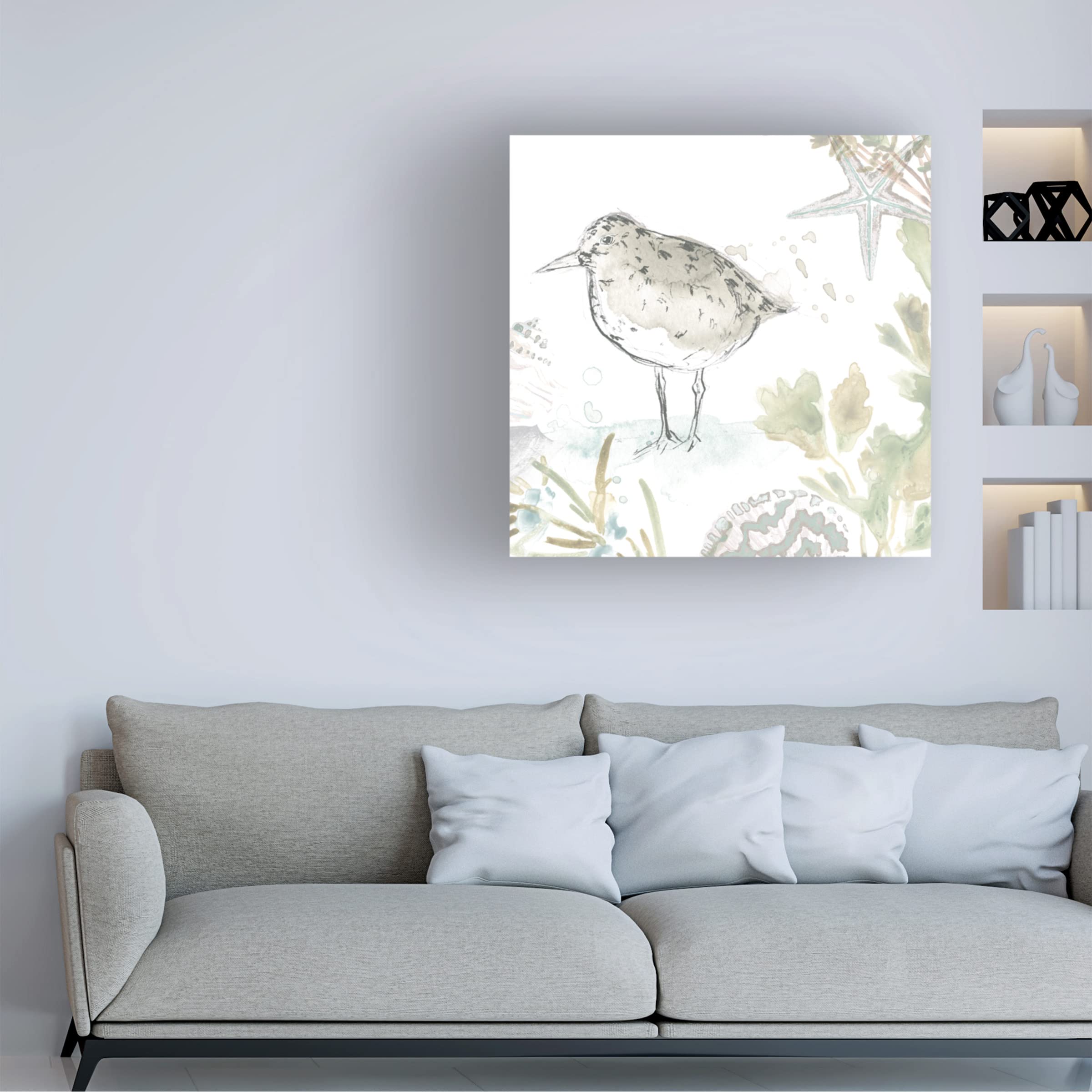 Seaside Sandpipers IV Coastal Beach Painting - June Erica Vess Canvas Wall Art for Living Room, Bedroom & Office Decor | Handmade Ocean Landscape Artwork