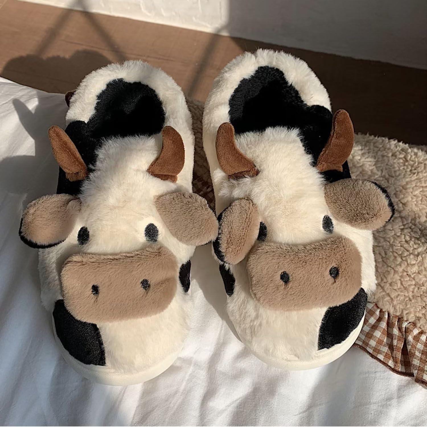 **Cozy Cow Slippers for Kids, Women & Men – Super Soft Fuzzy House Shoes with Memory Foam | Non-Slip Indoor & Outdoor Winter Slippers for Boys, Girls & Toddlers | Perfect for Lounging, Gifts & Cold Weather Comfort**